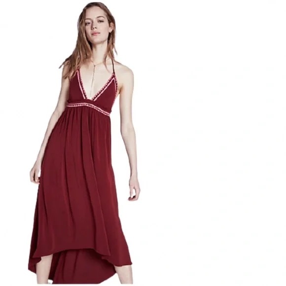 NWOT Express high low boho embroidered halter maxi dress - Picture 12 of 14